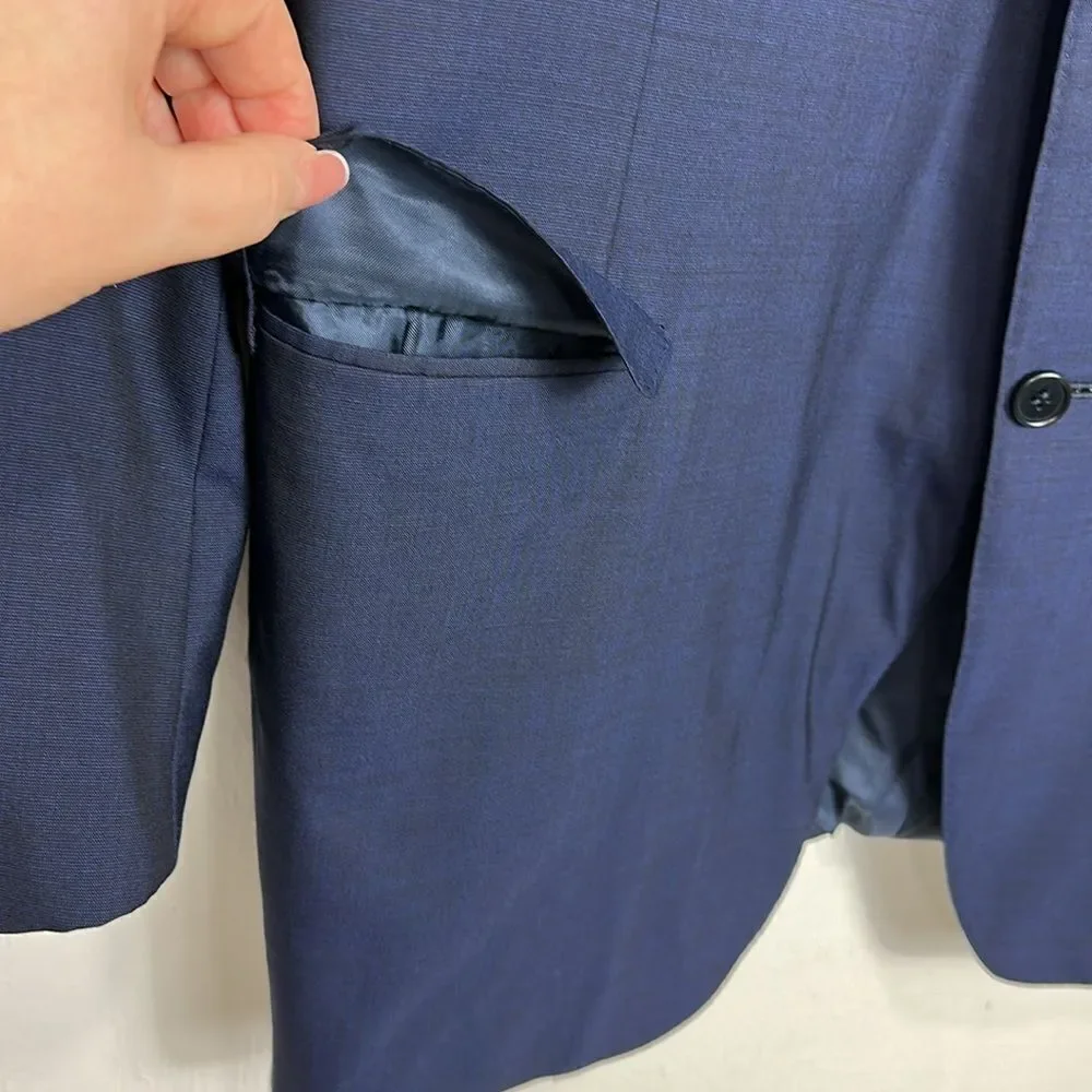 Canali Wool Travel Water Resistant Classic Navy Blue Men's Blazer Size 48 L